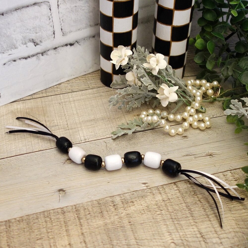 Courtly Garland Ornament Black and White Check Tree Ornaments Checked Decor